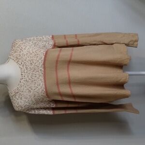 Beachlunchlounge women's XL (16-18) leopard print tan pink sweater long sleeve